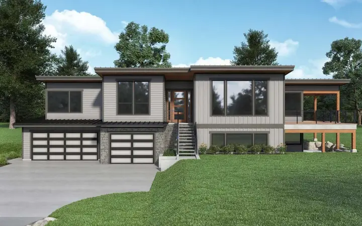 Contemporary house plans 20-239 - front exterior, 2,826 sq ft, 3 bed, 2 bath house plans | Monster House Plans