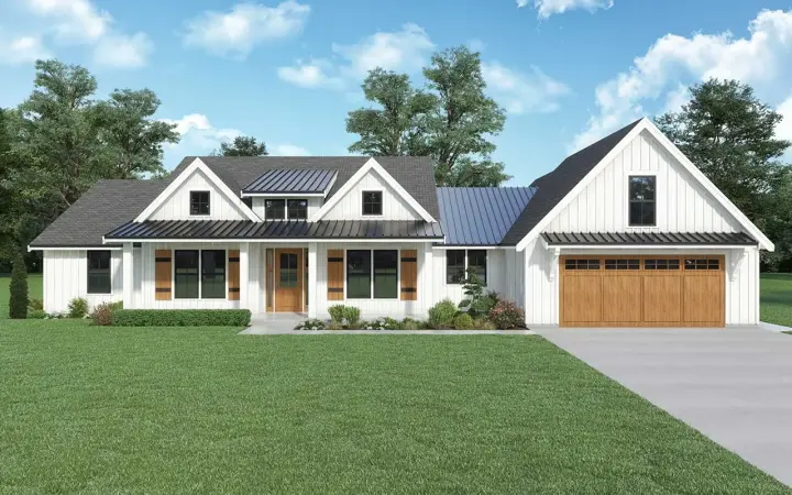 Modern Farmhouse house plans 20-254 - front exterior, 2,425 sq ft, 3 bed, 2 bath house plans | Monster House Plans