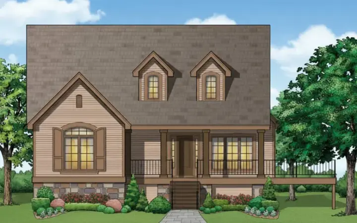 Country house plans 21-1001 - front exterior, 1,714 sq ft, 3 bed, 2 bath house plans | Monster House Plans