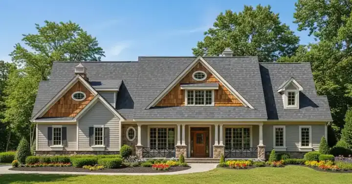Craftsman house plans 21-1004 - front exterior, 3,038 sq ft, 4 bed, 4 bath house plans | Monster House Plans
