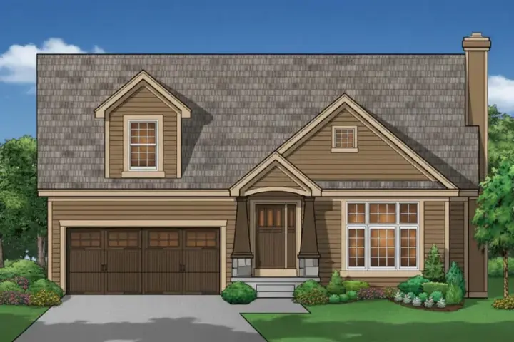 Craftsman house plans 21-1007 - front exterior, 1,552 sq ft, 3 bed, 2 bath house plans | Monster House Plans