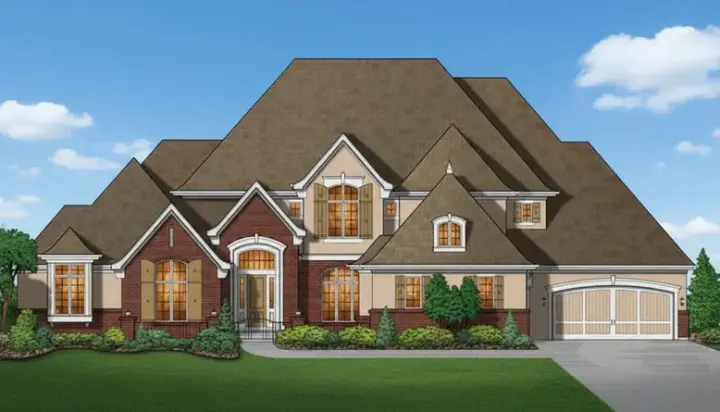 European house plans 21-1016 - front exterior, 7,613 sq ft, 4 bed, 5 bath house plans | Monster House Plans