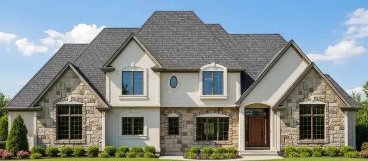 European house plans 21-1030 - front exterior, 3,901 sq ft, 4 bed, 3 bath house plans | Monster House Plans