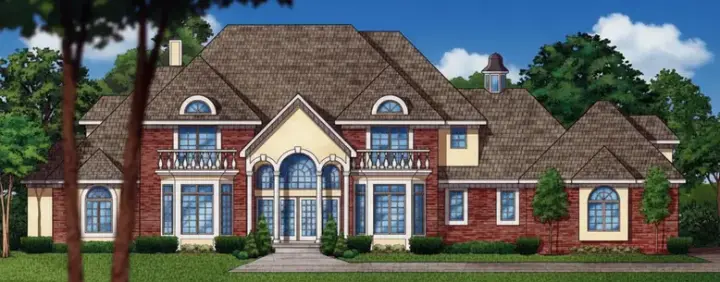 European house plans 21-1037 - front exterior, 4,518 sq ft, 5 bed, 5 bath house plans | Monster House Plans