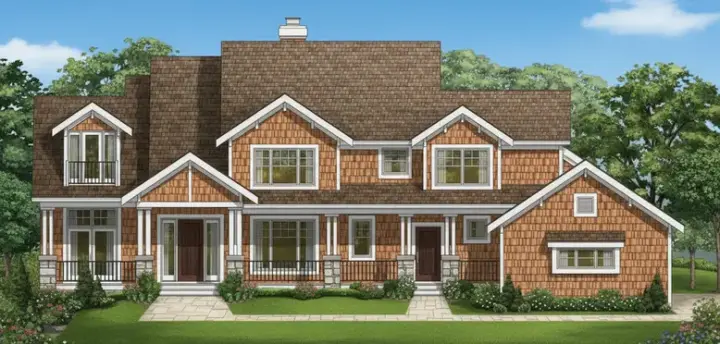 Craftsman house plans 21-1049 - front exterior, 4,300 sq ft, 4 bed, 3 bath house plans | Monster House Plans