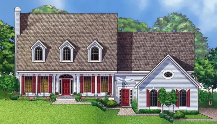 Country house plans 21-1055 - front exterior, 3,519 sq ft, 4 bed, 3 bath house plans | Monster House Plans
