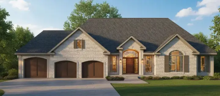 Traditional house plans 21-1065 - front exterior, 3,720 sq ft, 2 bed, 2 bath house plans | Monster House Plans