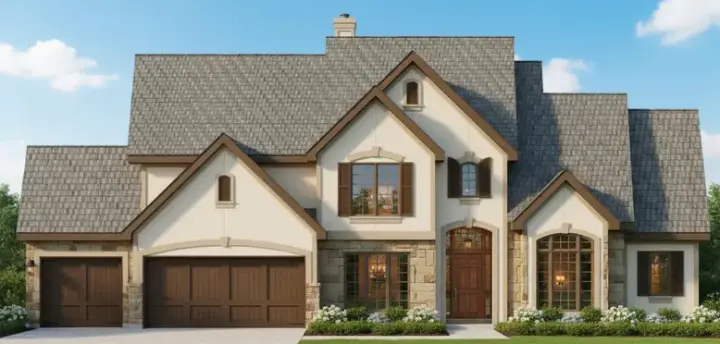 European house plans 21-1070 - front exterior, 3,273 sq ft, 4 bed, 3 bath house plans | Monster House Plans