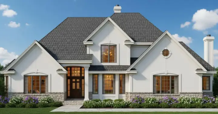 European house plans 21-1073 - front exterior, 3,411 sq ft, 4 bed, 4 bath house plans | Monster House Plans