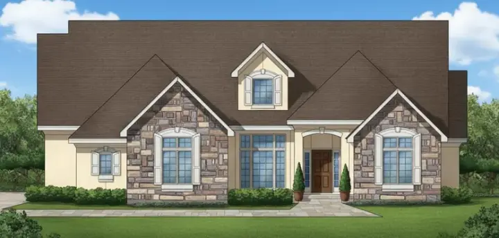 Traditional house plans 21-1075 - front exterior, 3,763 sq ft, 4 bed, 4 bath house plans | Monster House Plans