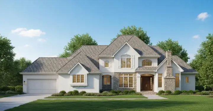 European house plans 21-121 - front exterior, 4,117 sq ft, 4 bed, 4 bath house plans | Monster House Plans