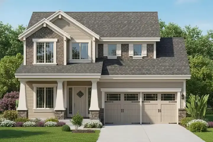 Craftsman house plans 21-275 - front exterior, 1,554 sq ft, 3 bed, 2 bath house plans | Monster House Plans