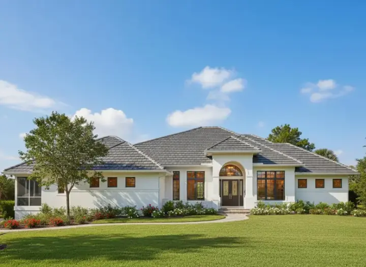 Traditional house plans 21-307 - front exterior, 4,192 sq ft, 5 bed, 4 bath house plans | Monster House Plans