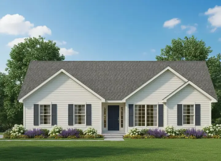Traditional house plans 21-383 - front exterior, 1,309 sq ft, 3 bed, 2 bath house plans | Monster House Plans