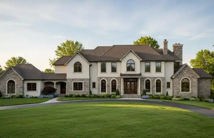 Traditional house plans 21-403 - front exterior, 7,396 sq ft, 6 bed, 7 bath house plans | Monster House Plans