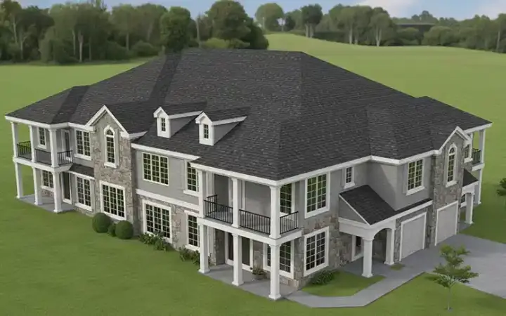 Traditional house plans 21-408 - front exterior, 10,036 sq ft, 20 bed, 20 bath house plans | Monster House Plans