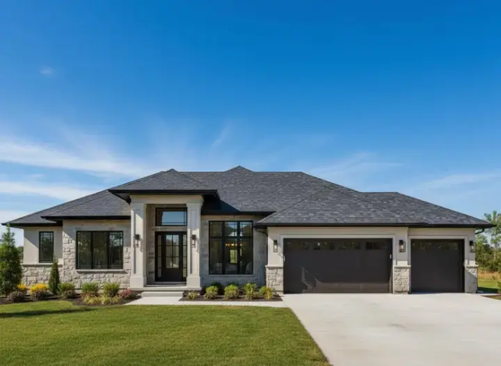 Prairie house plans 21-423 - front exterior, 3,833 sq ft, 4 bed, 3 bath house plans | Monster House Plans