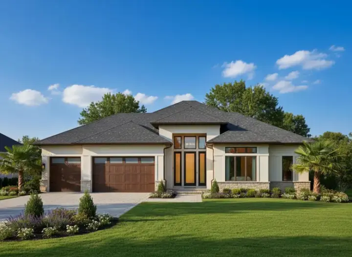 Prairie house plans 21-441 - front exterior, 4,125 sq ft, 4 bed, 3 bath house plans | Monster House Plans