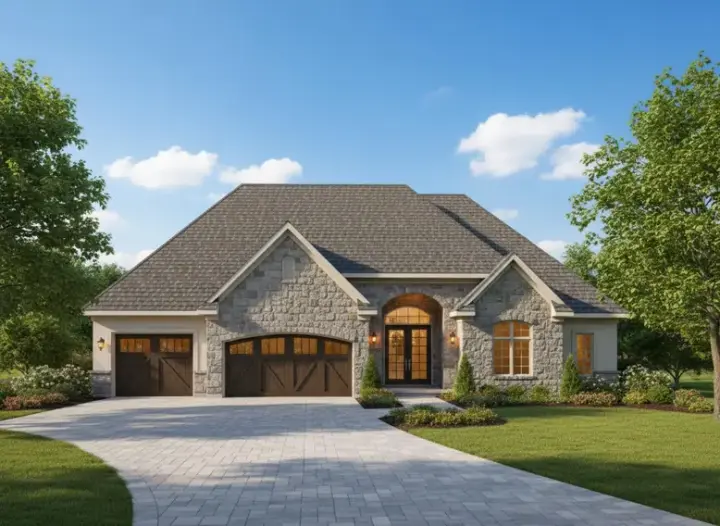 Traditional house plans 21-442 - front exterior, 4,575 sq ft, 5 bed, 5 bath house plans | Monster House Plans