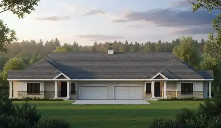 Traditional house plans 21-463 - front exterior, 5,500 sq ft, 8 bed, 8 bath house plans | Monster House Plans