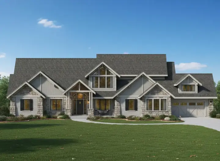 Craftsman house plans 21-469 - front exterior, 6,279 sq ft, 6 bed, 6 bath house plans | Monster House Plans