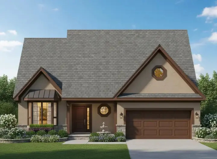 Traditional house plans 21-477 - front exterior, 1,557 sq ft, 3 bed, 2 bath house plans | Monster House Plans