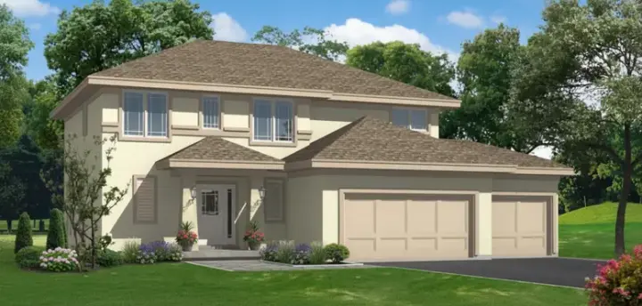 Prairie house plans 21-506 - front exterior, 2,464 sq ft, 4 bed, 2 bath house plans | Monster House Plans