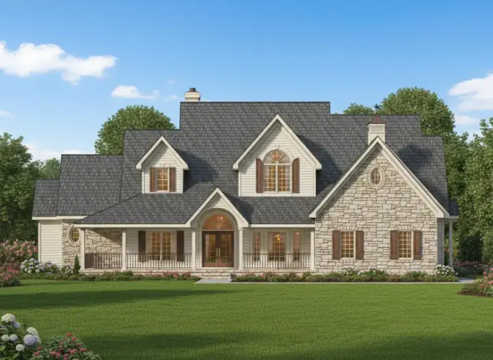 Country house plans 21-553 - front exterior, 7,185 sq ft, 4 bed, 4 bath house plans | Monster House Plans