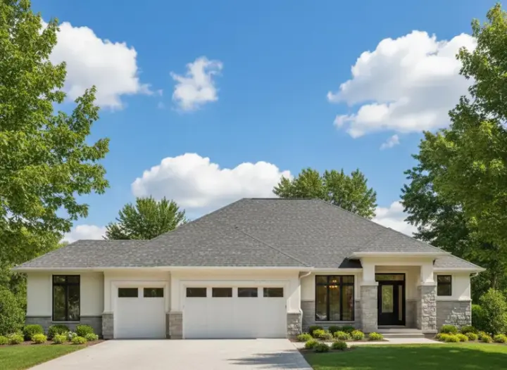 Prairie house plans 21-569 - front exterior, 3,825 sq ft, 4 bed, 3 bath house plans | Monster House Plans