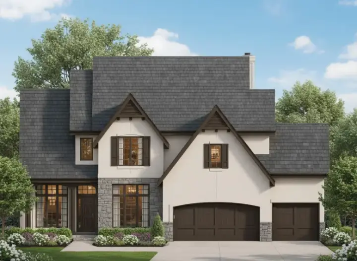European house plans 21-581 - front exterior, 2,936 sq ft, 4 bed, 3 bath house plans | Monster House Plans