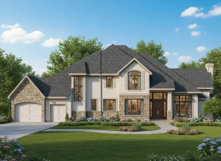 Traditional house plans 21-584 - front exterior, 3,469 sq ft, 4 bed, 3 bath house plans | Monster House Plans