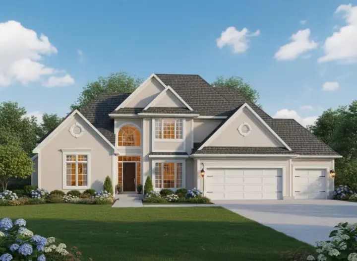 Traditional house plans 21-618 - front exterior, 3,284 sq ft, 4 bed, 4 bath house plans | Monster House Plans