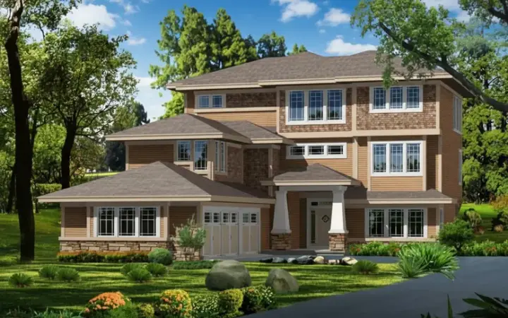 Craftsman house plans 21-622 - front exterior, 2,589 sq ft, 3 bed, 3 bath house plans | Monster House Plans