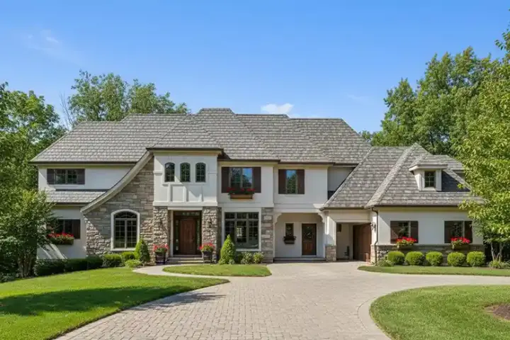 French Country house plans 21-624 - front exterior, 5,529 sq ft, 5 bed, 6 bath house plans | Monster House Plans