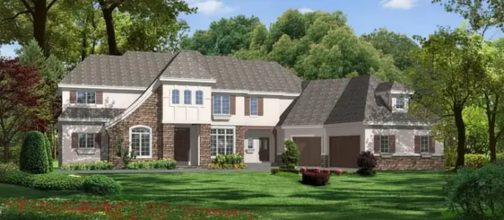French Country house plans 21-625 - front exterior, 5,529 sq ft, 5 bed, 6 bath house plans | Monster House Plans