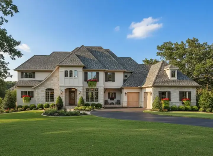 French Country house plans 21-626 - front exterior, 5,044 sq ft, 4 bed, 4 bath house plans | Monster House Plans
