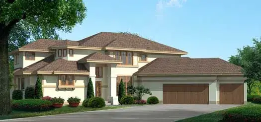 Contemporary house plans 21-650 - front exterior, 3,486 sq ft, 4 bed, 3 bath house plans | Monster House Plans