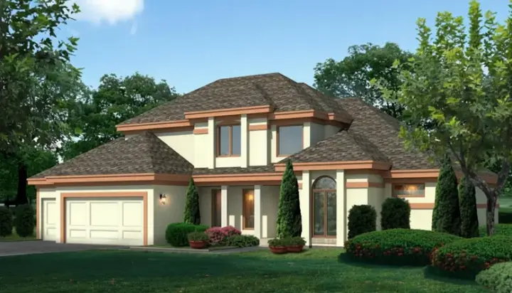 Contemporary house plans 21-659 - front exterior, 2,711 sq ft, 5 bed, 3 bath house plans | Monster House Plans