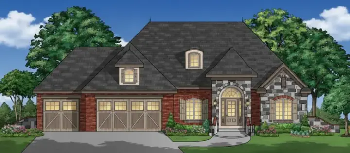 French Country house plans 21-687 - front exterior, 3,811 sq ft, 4 bed, 3 bath house plans | Monster House Plans