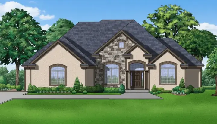 Traditional house plans 21-688 - front exterior, 3,918 sq ft, 4 bed, 3 bath house plans | Monster House Plans