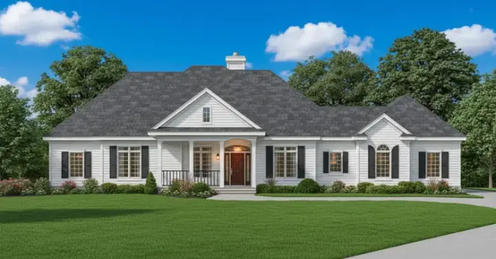 Country house plans 21-702 - front exterior, 2,262 sq ft, 3 bed, 2 bath house plans | Monster House Plans