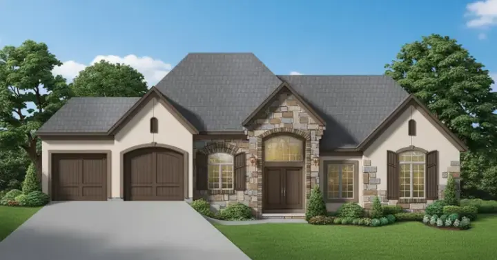 European house plans 21-710 - front exterior, 3,504 sq ft, 4 bed, 3 bath house plans | Monster House Plans