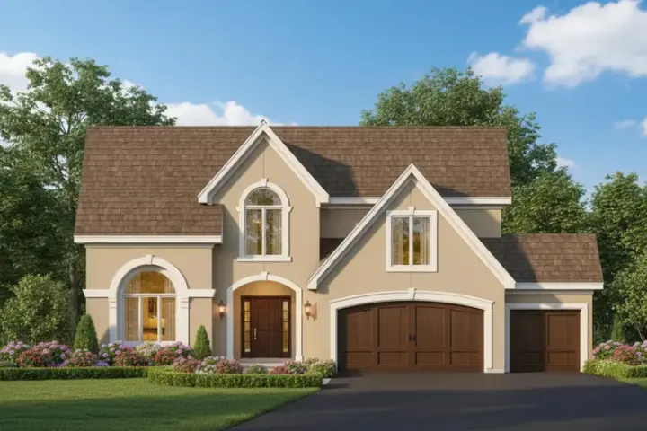 European house plans 21-726 - front exterior, 2,697 sq ft, 4 bed, 3 bath house plans | Monster House Plans