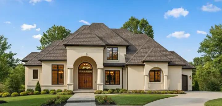 European house plans 21-729 - front exterior, 3,931 sq ft, 4 bed, 3 bath house plans | Monster House Plans