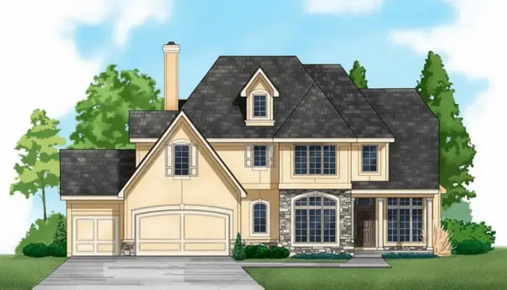 Traditional house plans 21-751 - front exterior, 3,182 sq ft, 4 bed, 4 bath house plans | Monster House Plans
