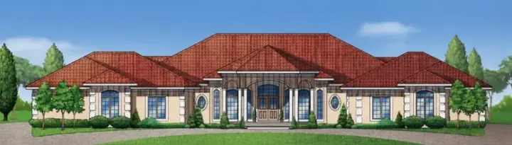 Mediterranean house plans 21-753 - front exterior, 4,090 sq ft, 3 bed, 2 bath house plans | Monster House Plans