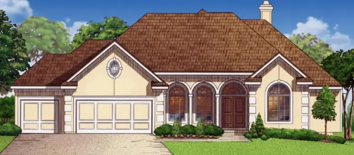 Mediterranean house plans 21-756 - front exterior, 3,462 sq ft, 3 bed, 3 bath house plans | Monster House Plans