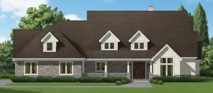 Ranch house plans 21-757 - front exterior, 4,031 sq ft, 4 bed, 4 bath house plans | Monster House Plans