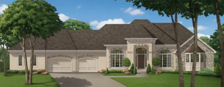 European house plans 21-759 - front exterior, 3,261 sq ft, 4 bed, 4 bath house plans | Monster House Plans