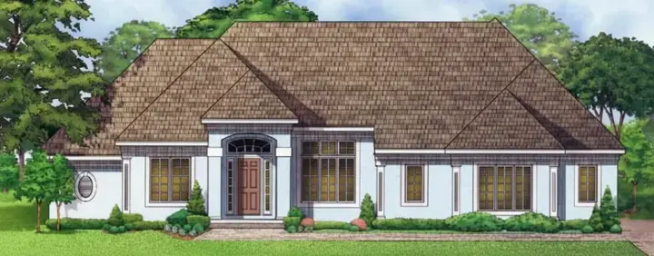 Mediterranean house plans 21-768 - front exterior, 4,613 sq ft, 4 bed, 4 bath house plans | Monster House Plans